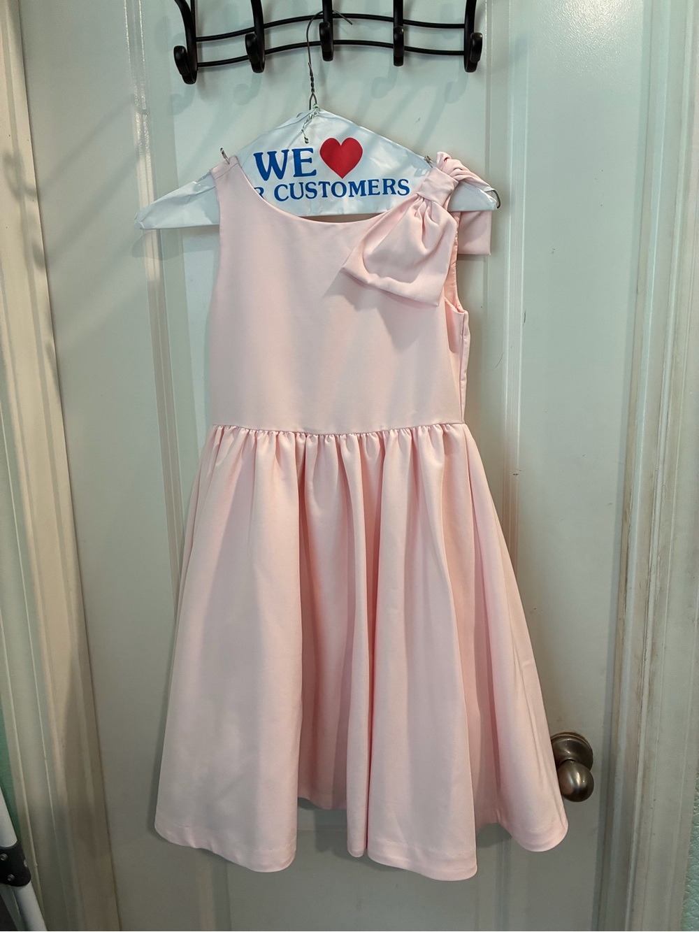 Janie and Jack Pale Pink One-Shoulder Bow Formal Dress